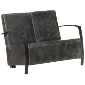 Canapea cu 2 locuri, gri uzat, piele naturală, 8 image