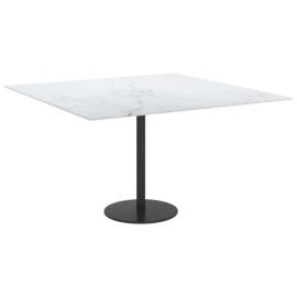 Blat masă alb 70x70 cm 6 mm sticlă securizată design marmură, 2 image