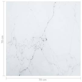 Blat masă alb 70x70 cm 6 mm sticlă securizată design marmură, 5 image