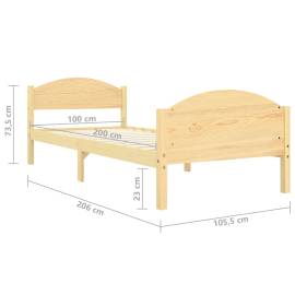 Cadru de pat, 100x200 cm, lemn masiv de pin, 7 image