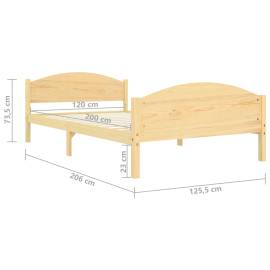 Cadru de pat, 120x200 cm, lemn masiv de pin, 7 image