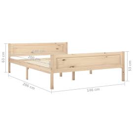 Cadru de pat, 140x200 cm, lemn de pin masiv, 6 image