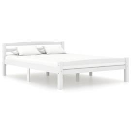 Cadru de pat, alb, 140x200 cm, lemn de pin masiv