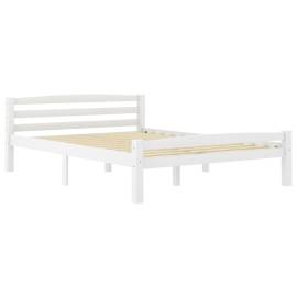 Cadru de pat, alb, 140x200 cm, lemn de pin masiv, 2 image
