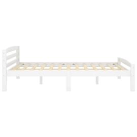 Cadru de pat, alb, 160x200 cm, lemn de pin masiv, 4 image