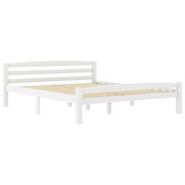 Cadru de pat, alb, 160x200 cm, lemn de pin masiv, 2 image