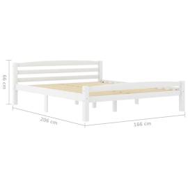 Cadru de pat, alb, 160x200 cm, lemn de pin masiv, 6 image