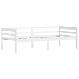 Cadru de pat, alb, 90x200 cm, lemn de pin masiv, 3 image