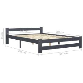 Cadru de pat, gri închis, 180x200 cm, lemn masiv de pin, 6 image