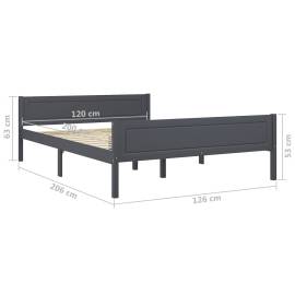 Cadru de pat, gri, 120x200 cm, lemn masiv de pin, 6 image
