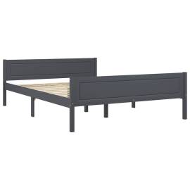 Cadru de pat, gri, 160x200 cm, lemn masiv de pin, 2 image
