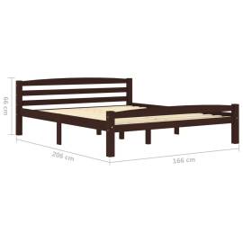 Cadru de pat, maro închis, 160x200 cm, lemn masiv de pin, 6 image