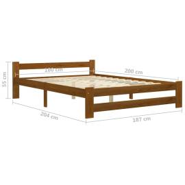Cadru de pat, maro miere, 180x200 cm, lemn masiv de pin, 6 image