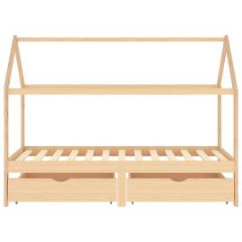 Cadru de pat copii, cu sertare, 90 x 200 cm, lemn masiv de pin, 3 image