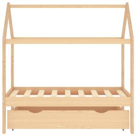 Cadru pat copii, cu un sertar, 70x140 cm, lemn masiv de pin, 3 image