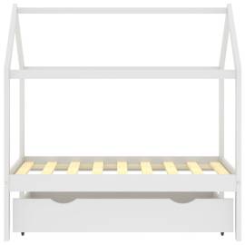Cadru pat copii cu un sertar, alb, 70x140 cm, lemn masiv de pin, 3 image