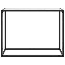 Masă consolă, alb, 100x35x75 cm, sticlă securizată, 2 image