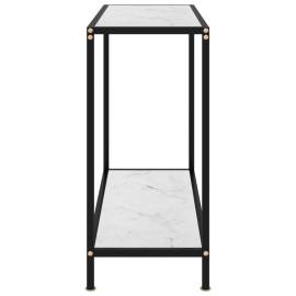Masă consolă, alb, 80 x 35 x 75 cm, sticlă securizată, 3 image