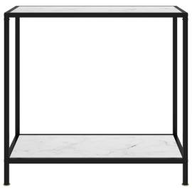 Masă consolă, alb, 80 x 35 x 75 cm, sticlă securizată, 2 image