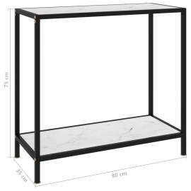 Masă consolă, alb, 80 x 35 x 75 cm, sticlă securizată, 6 image
