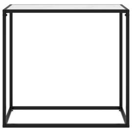 Masă consolă, alb, 80x35x75 cm, sticlă securizată, 2 image