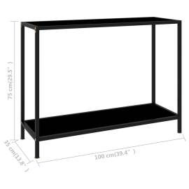 Masă consolă, negru, 100 x 35 x 75 cm, sticlă securizată, 6 image
