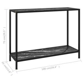 Masă consolă, negru, 100 x 35 x 75 cm, sticlă securizată, 6 image