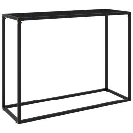 Masă consolă, negru, 100x35x75 cm, sticlă securizată