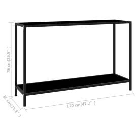 Masă consolă, negru, 120 x 35 x 75 cm, sticlă securizată, 6 image