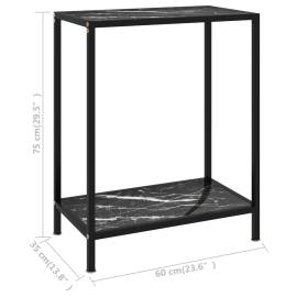 Masă consolă, negru, 60 x 35 x 75 cm, sticlă securizată, 6 image