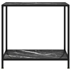 Masă consolă, negru, 80 x 35 x 75 cm, sticlă securizată, 2 image