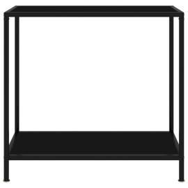 Masă consolă, negru, 80 x 35 x 75 cm, sticlă securizată, 2 image
