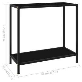 Masă consolă, negru, 80 x 35 x 75 cm, sticlă securizată, 6 image