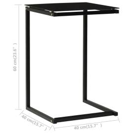 Masă laterală, negru, 40x40x60 cm, sticlă securizată, 7 image