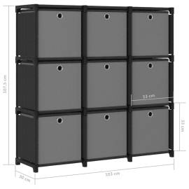 Raft 9 cuburi cu cutii, negru, 103x30x107,5 cm, material textil, 9 image