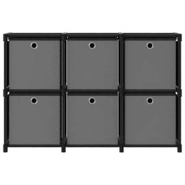 Raft expunere, 6 cuburi + cutii, negru, 103x30x72,5 cm, textil, 3 image