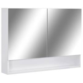 Dulap de baie cu oglindă și led-uri, alb, 80x15x60 cm, mdf, 2 image