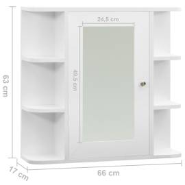 Dulap de baie cu oglindă, alb, 66x17x63 cm, mdf, 9 image