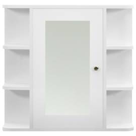 Dulap de baie cu oglindă, alb, 66x17x63 cm, mdf, 4 image