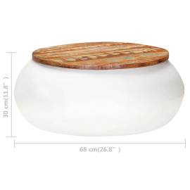 Măsuță de cafea, alb, 68x68x30 cm, lemn masiv reciclat, 5 image