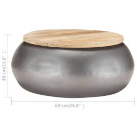 Măsuță de cafea, gri, 68x68x30 cm, lemn masiv de mango, 5 image