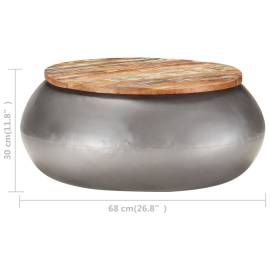 Măsuță de cafea, gri, 68x68x30 cm, lemn masiv reciclat, 5 image
