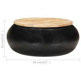 Măsuță de cafea, negru, 68 x 68 x 30 cm, lemn masiv de mango, 5 image