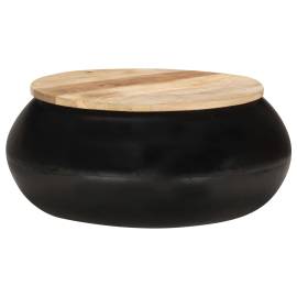 Măsuță de cafea, negru, 68 x 68 x 30 cm, lemn masiv de mango, 7 image