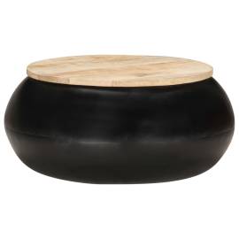Măsuță de cafea, negru, 68 x 68 x 30 cm, lemn masiv de mango, 6 image