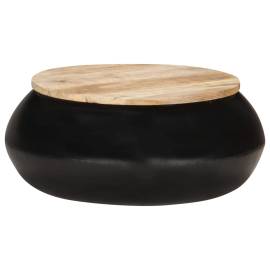 Măsuță de cafea, negru, 68 x 68 x 30 cm, lemn masiv de mango, 9 image