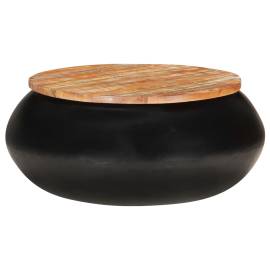 Măsuță de cafea, negru, 68x68x30 cm, lemn masiv reciclat, 9 image