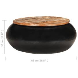Măsuță de cafea, negru, 68x68x30 cm, lemn masiv reciclat, 5 image