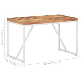 Masă de bucătărie, 120x60x76cm, lemn masiv de acacia/mango, 6 image