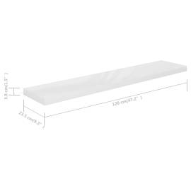 Raft de perete suspendat, alb extralucios, 120x23,5x3,8 cm, mdf, 9 image